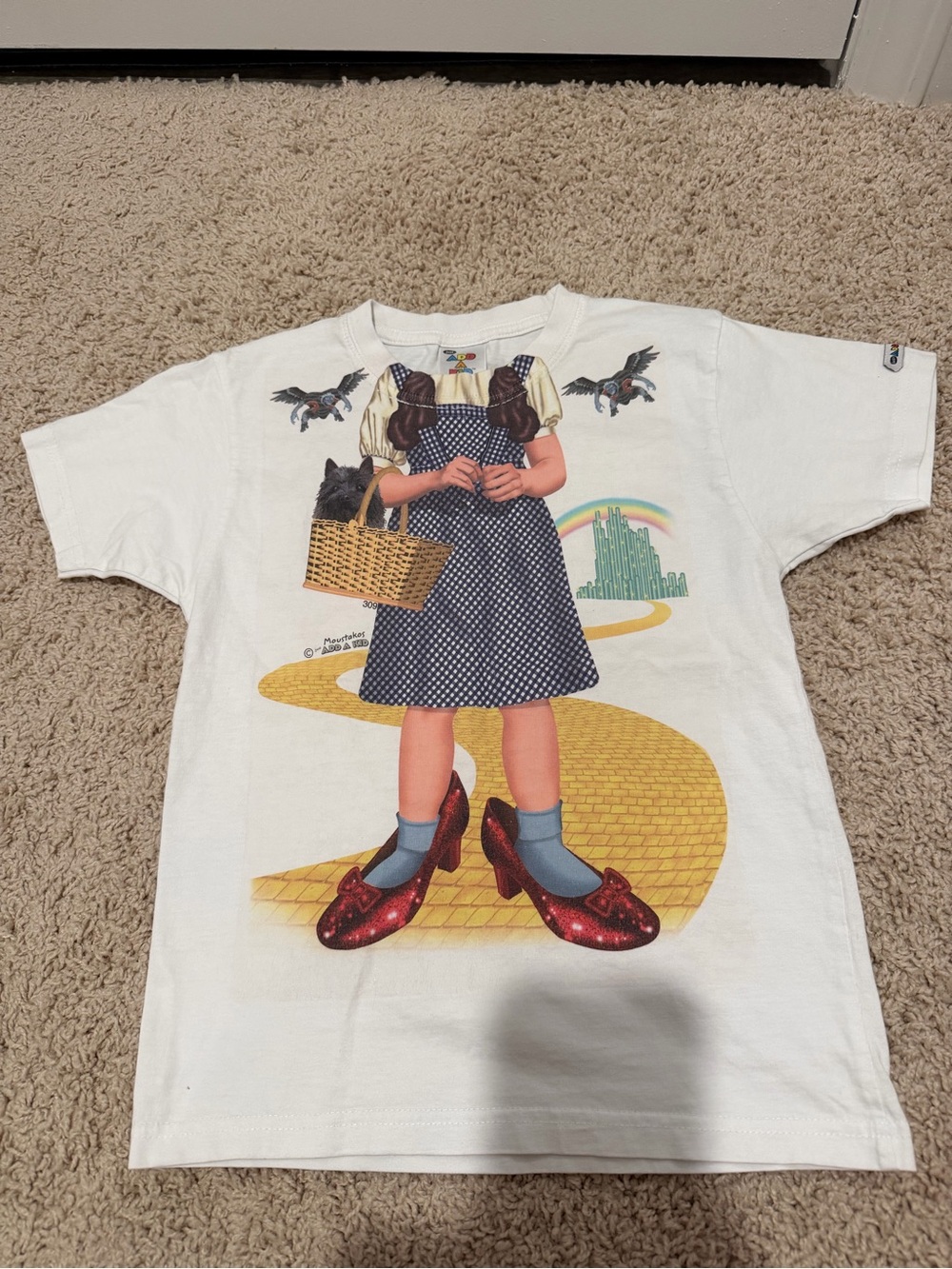 White Kids Graphic Tee with Dorothy Wizard of Oz Print - Halloween
